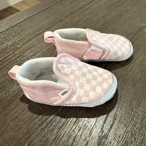 Vans Kids Pink and White Checkerboard Slip-On Sneakers Size 4
